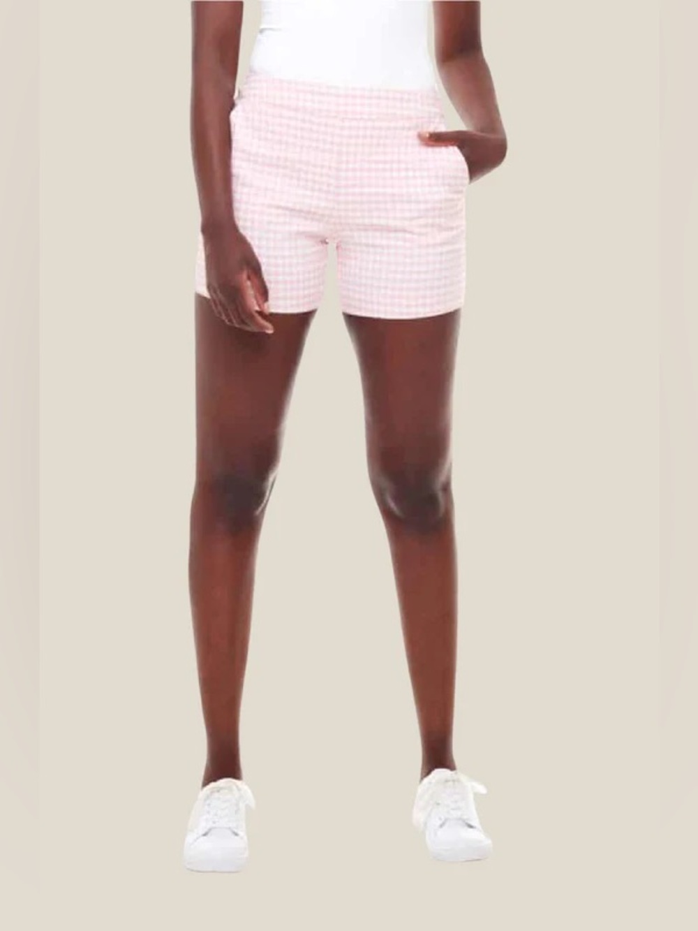 I Love Tyler Madison Pink Gingham Women's Pull On Shorts With Pockets